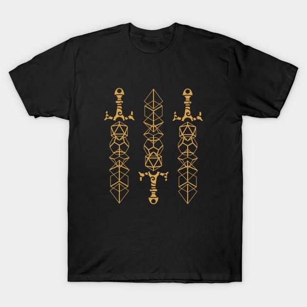 Polyhedral Dice Set Sword TRPG Tabletop RPG Gaming Addict T-Shirt by dungeonarmory